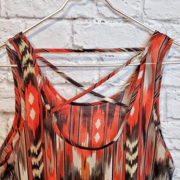Sheer High-Low Aztec Print Boho Tank - Picture 6 of 6